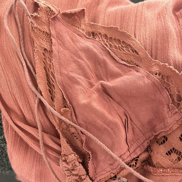 FREE PEOPLE Adella Lace Bralette Crinkle Lined Maxi Dress in Copper Brown Sz S. - Picture 12 of 16